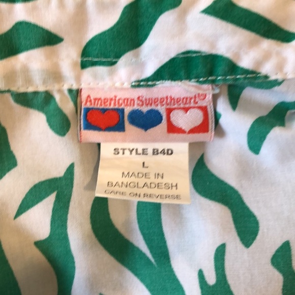 VTG American sweetheart too green and white print size L - Picture 8 of 10